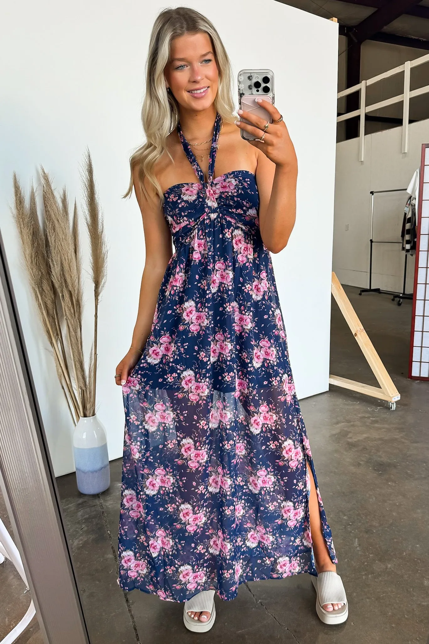 Pretty Demeanor Floral Halter Maxi Dress -BACK IN STOCK