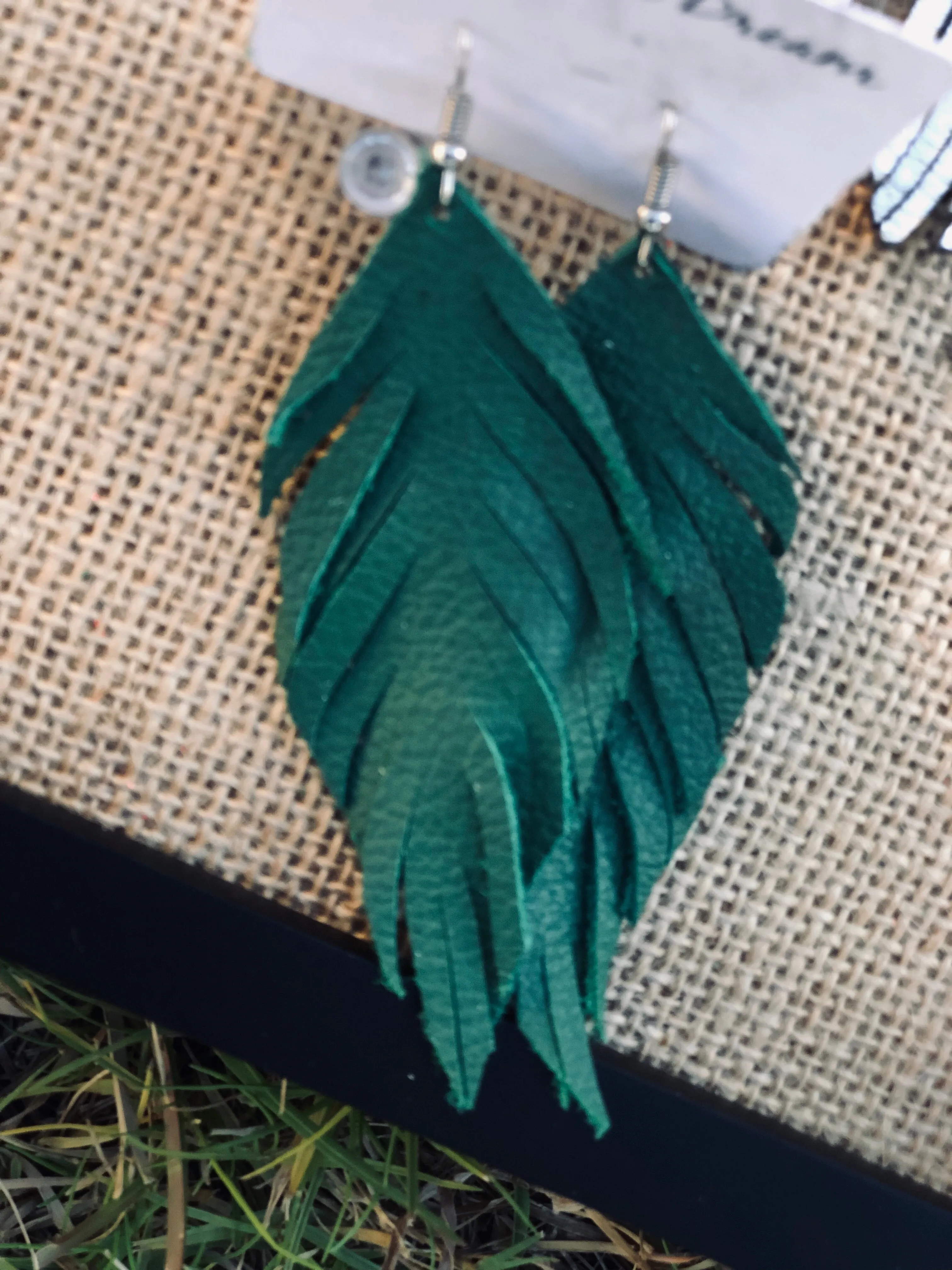 Raw Feather Leather Earrings