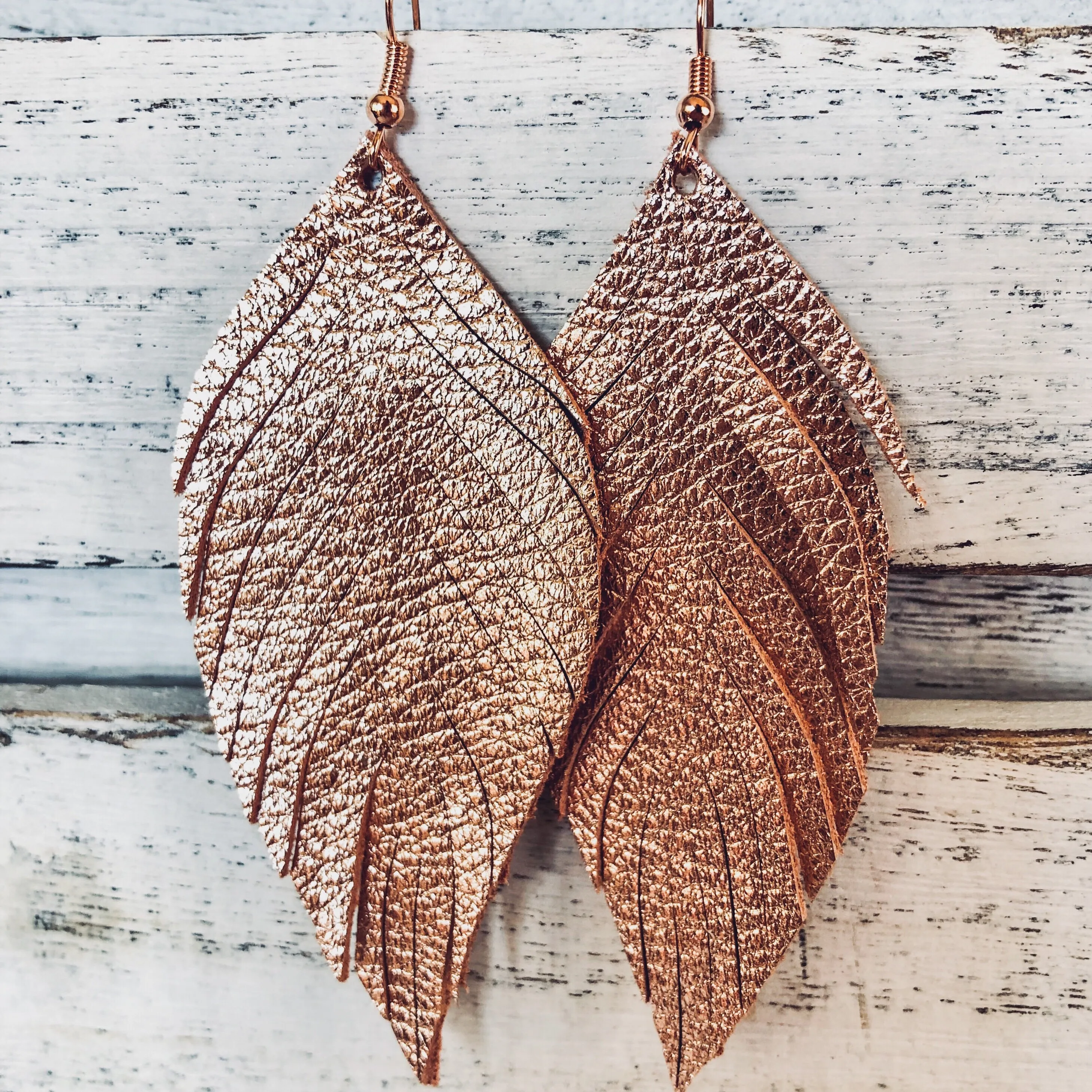 Raw Feather Leather Earrings