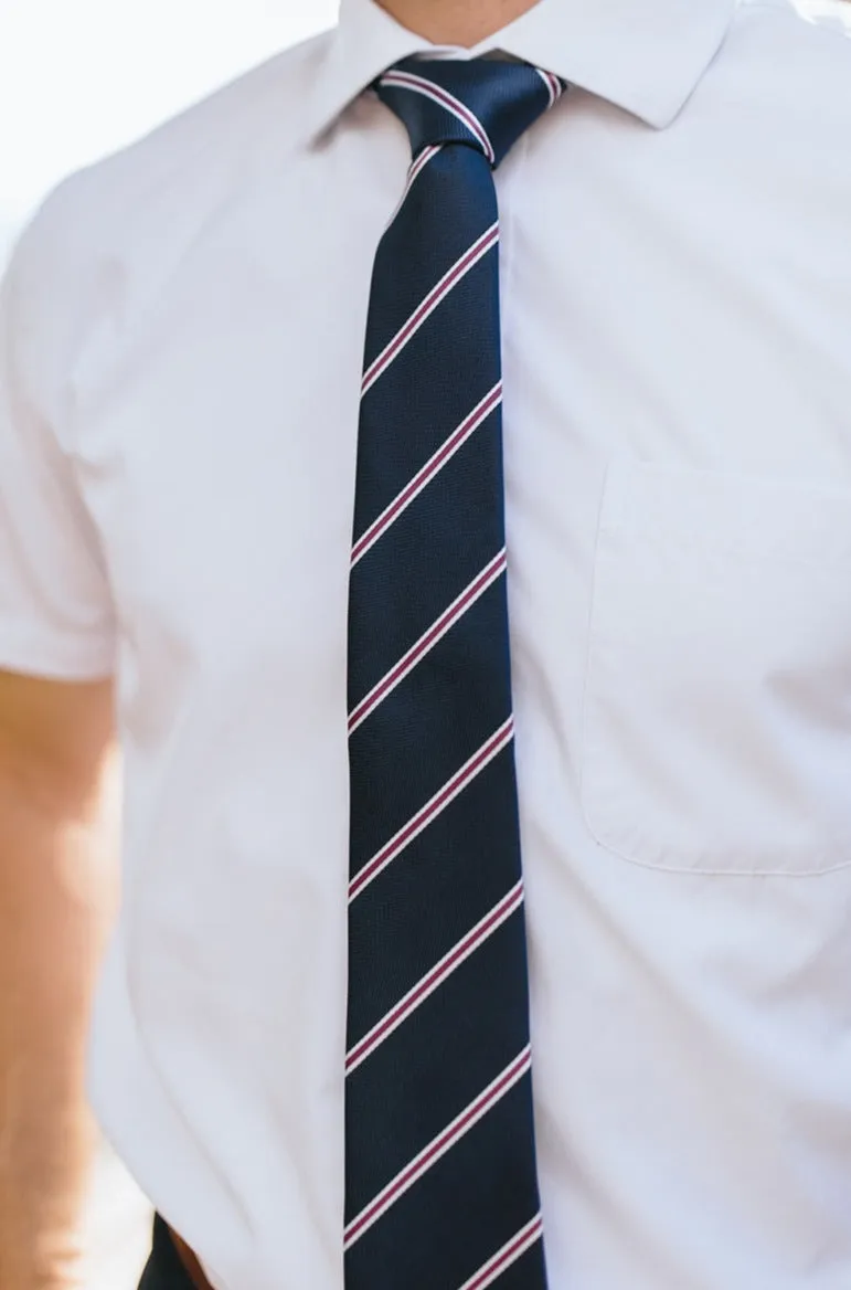 R&B Navy Tie w/ Purple and White Stripe