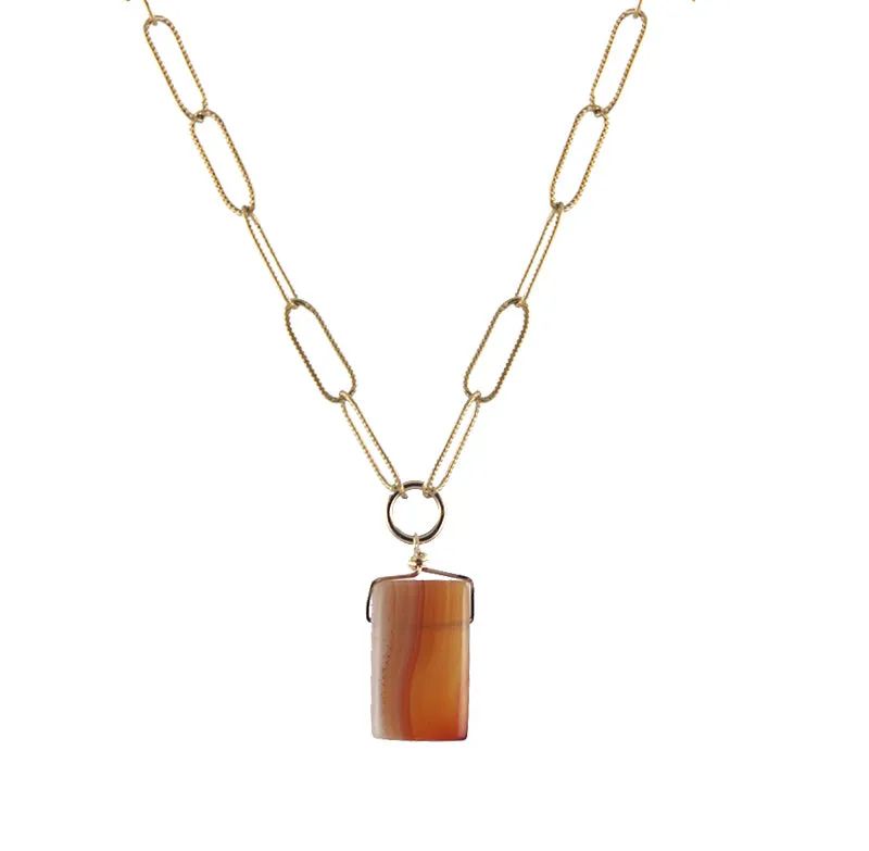 Rectangle Carnelian Link Necklace