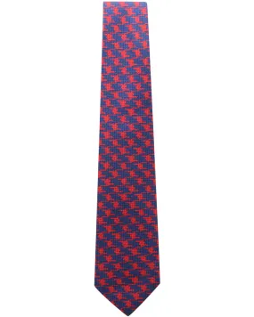 Red and Navy Exploded Houndstooth Silk Tie