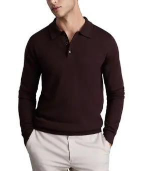 Reiss Trafford Merino Wool Regular Fit Long Sleeve Polo Shirt