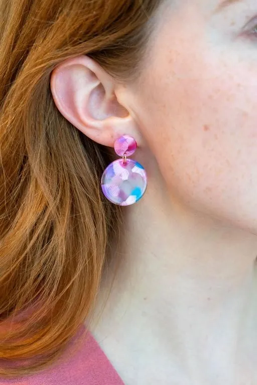 Round Drop Earrings - Cotton Candy