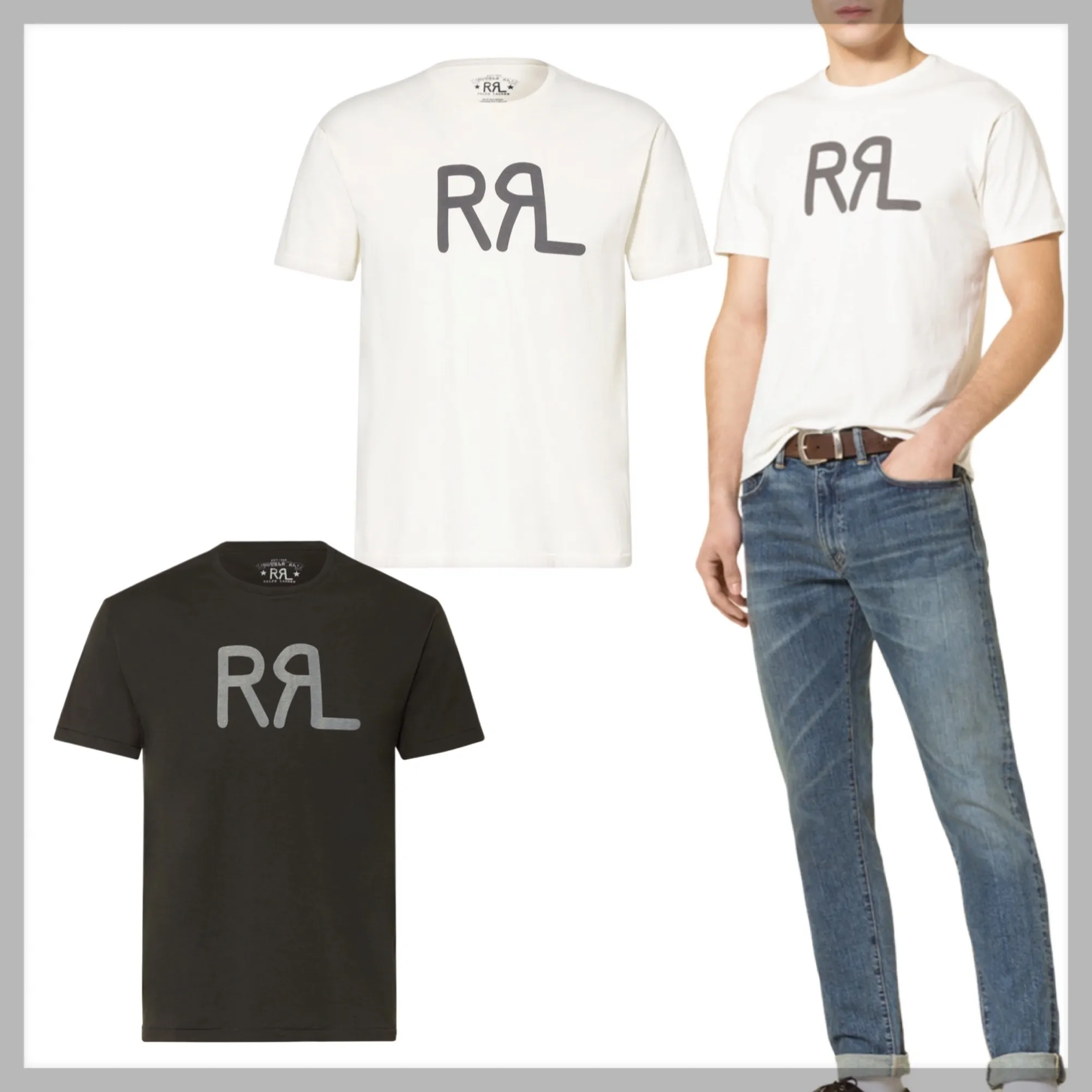 RRL  |Crew Neck Street Style Cotton Short Sleeves Logo Surf Style