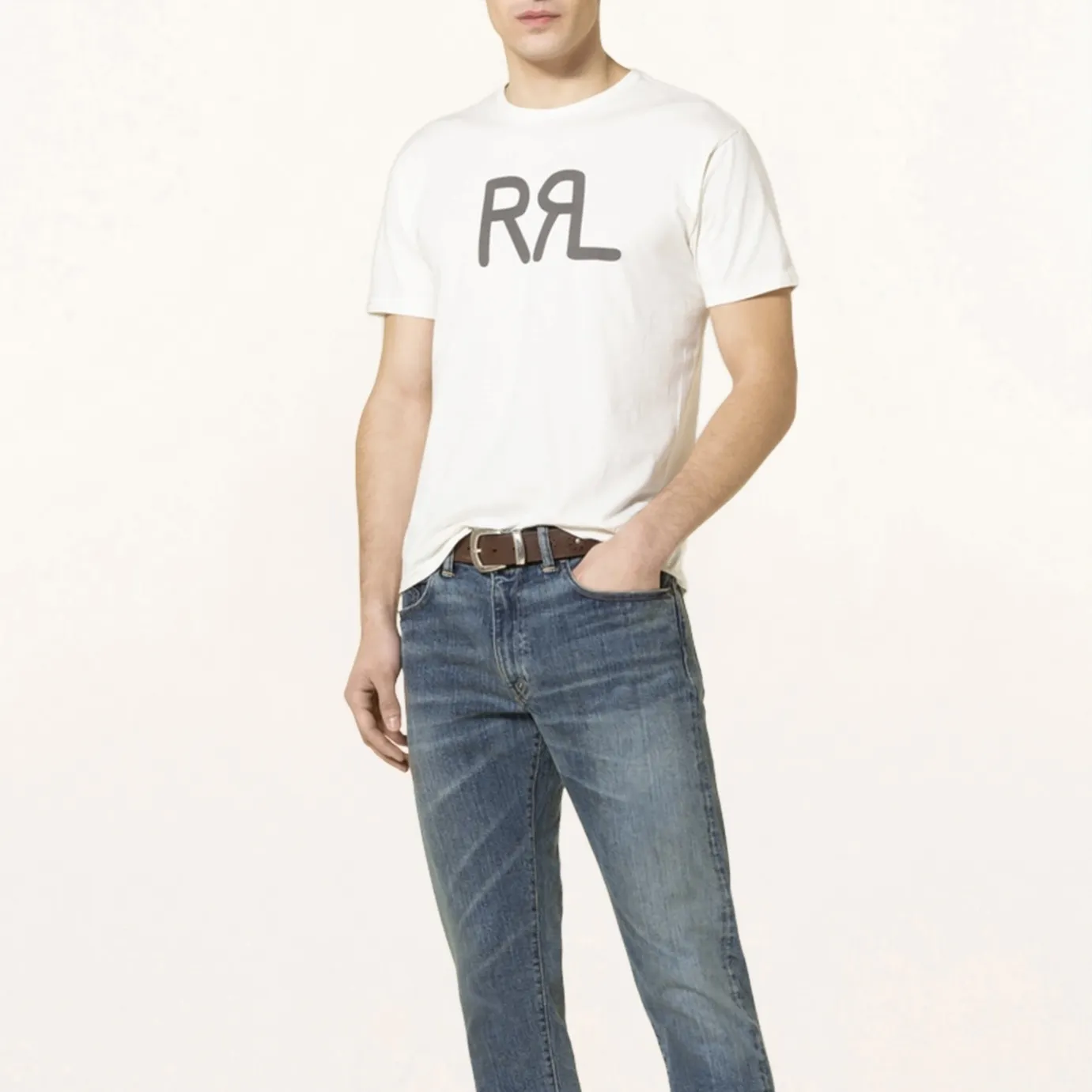 RRL  |Crew Neck Street Style Cotton Short Sleeves Logo Surf Style