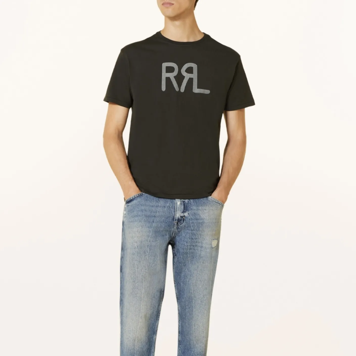 RRL  |Crew Neck Street Style Cotton Short Sleeves Logo Surf Style