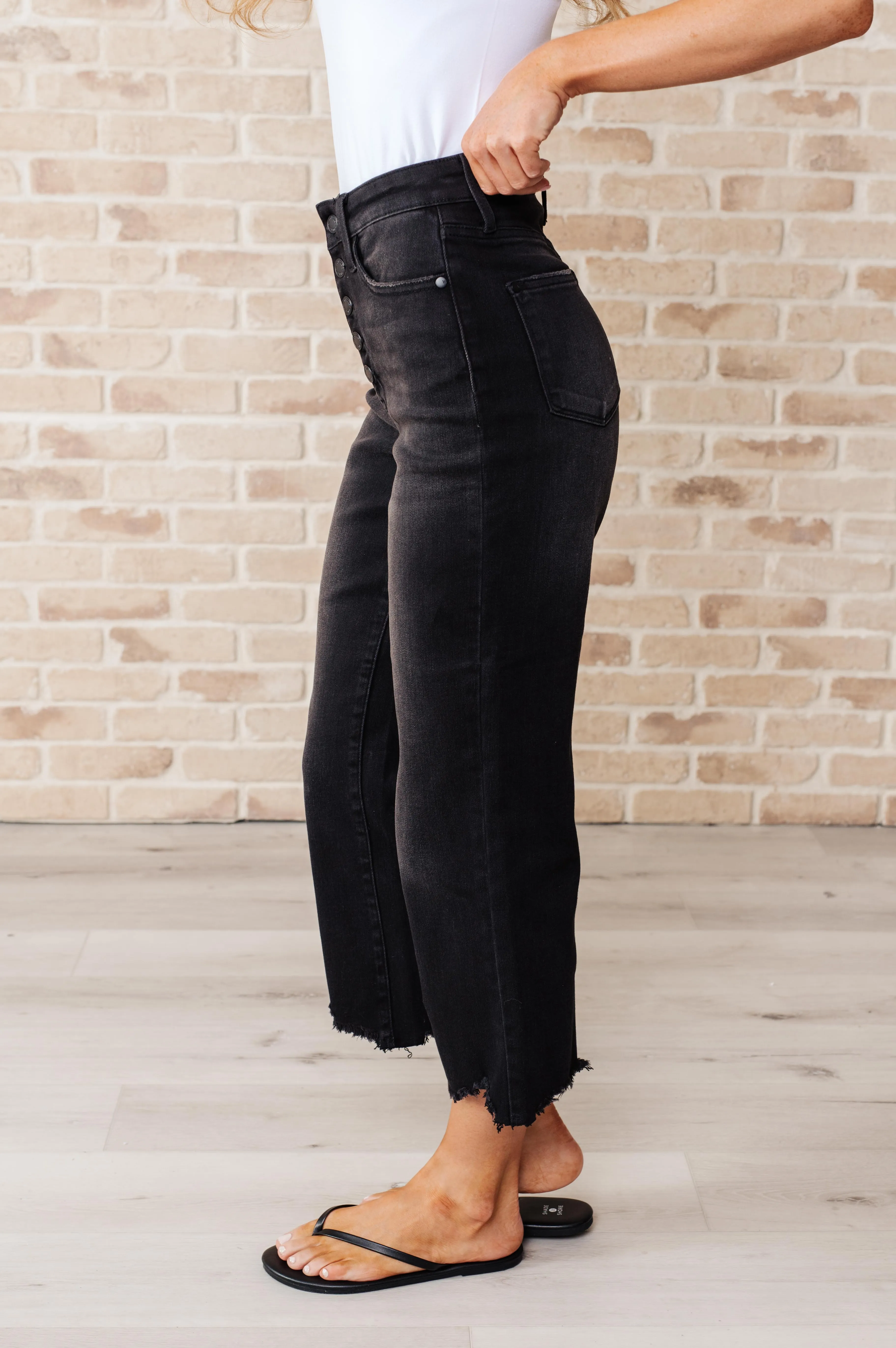 Ryan High Rise Button Fly Wide Leg Crop Jeans by Judy  Blue