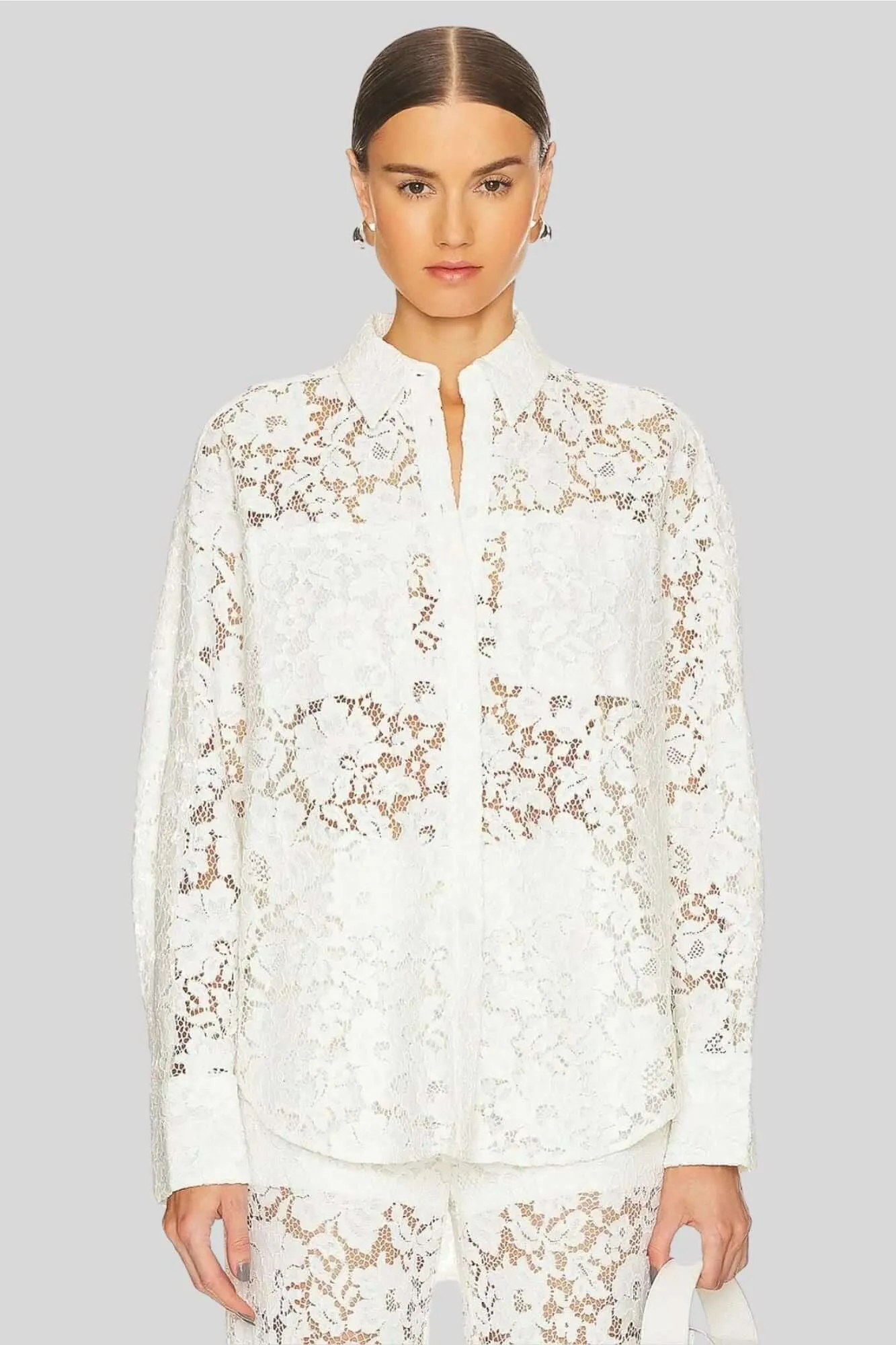 Sans Faff London Lace Oversized Dress Shirt in White