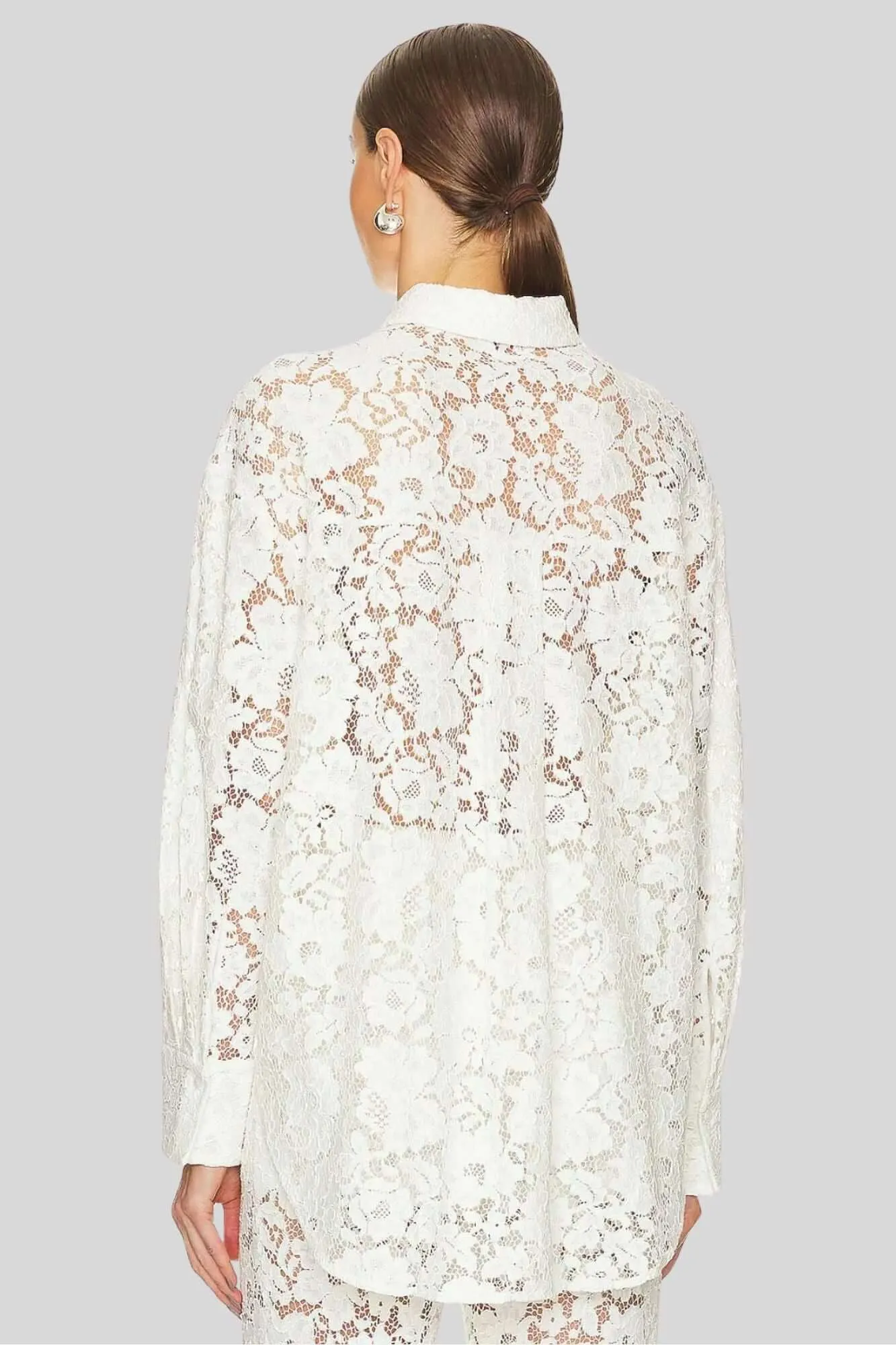 Sans Faff London Lace Oversized Dress Shirt in White