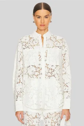 Sans Faff London Lace Oversized Dress Shirt in White