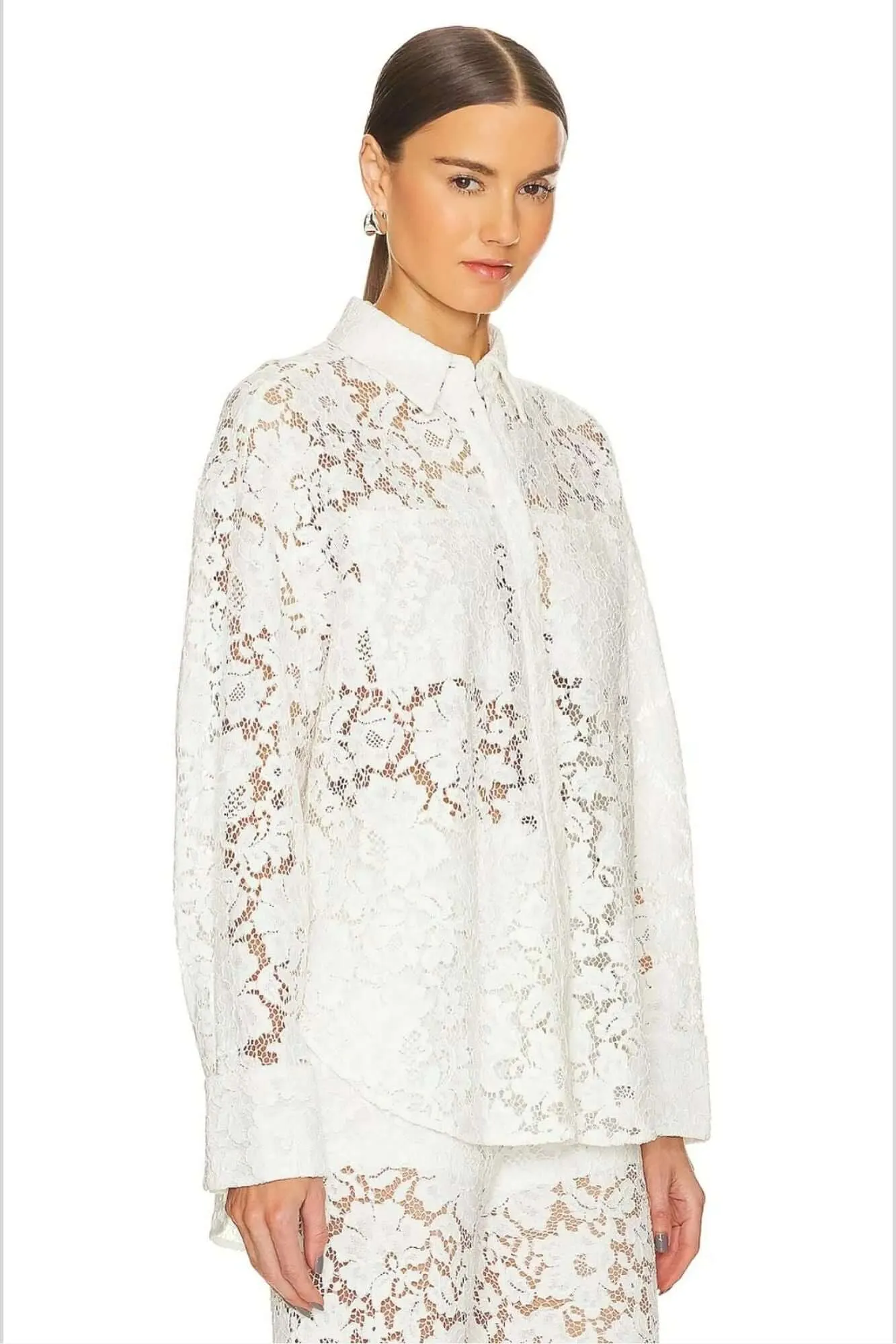 Sans Faff London Lace Oversized Dress Shirt in White