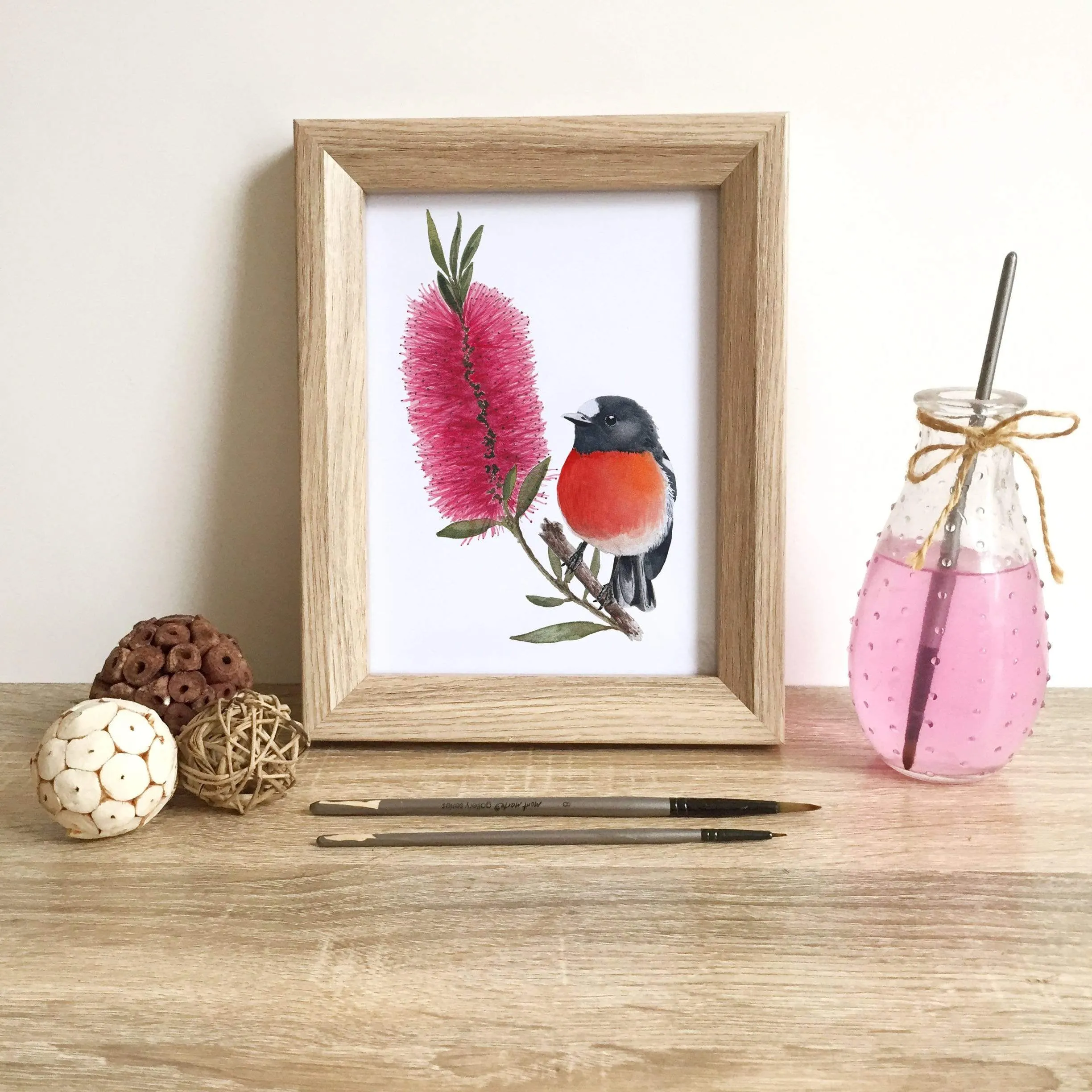 Scarlet Robin Art Print set of 3