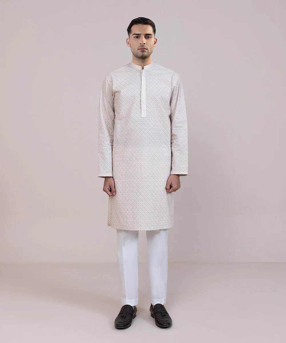 Schiffli Embroidered Cotton Kurta