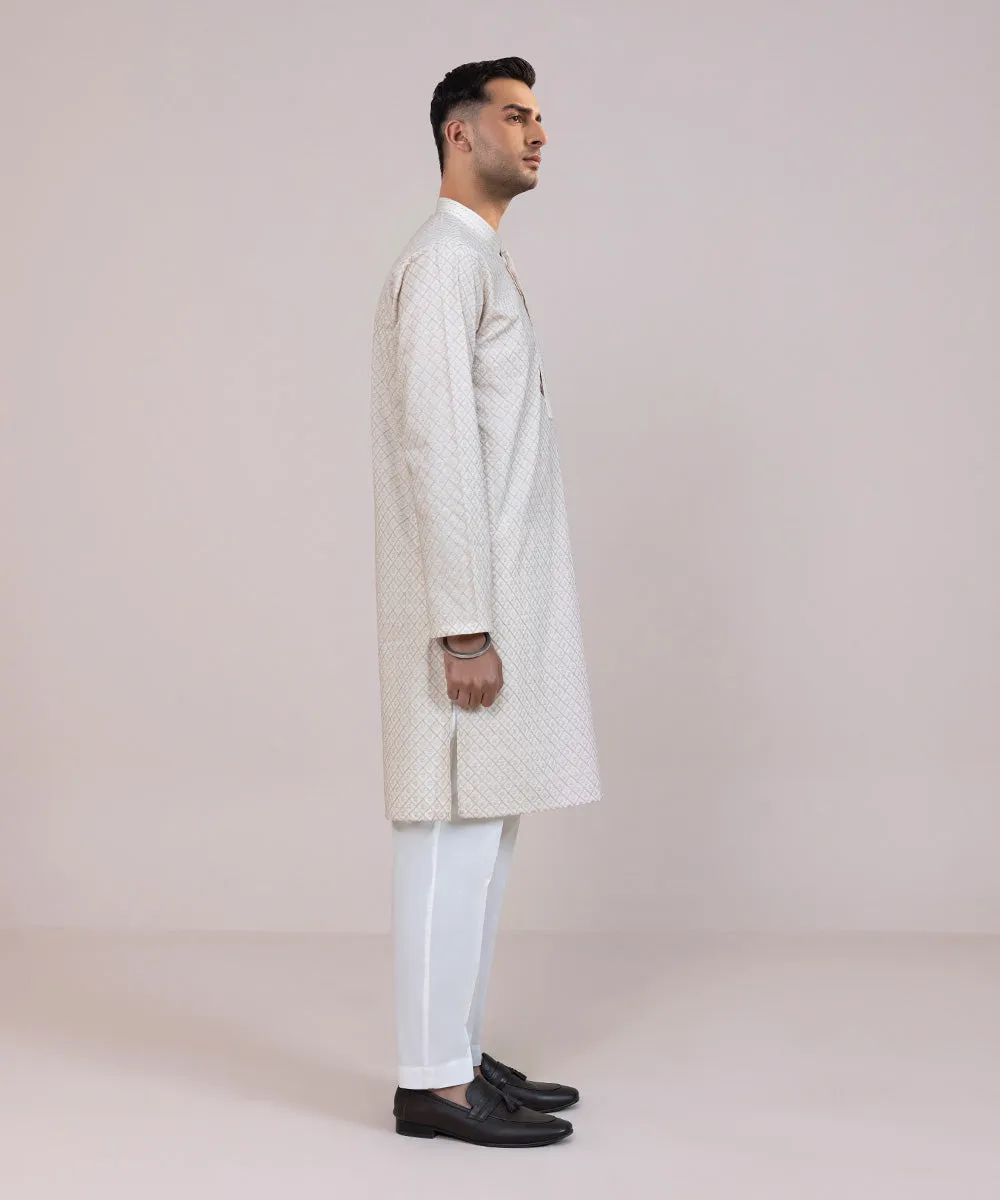 Schiffli Embroidered Cotton Kurta