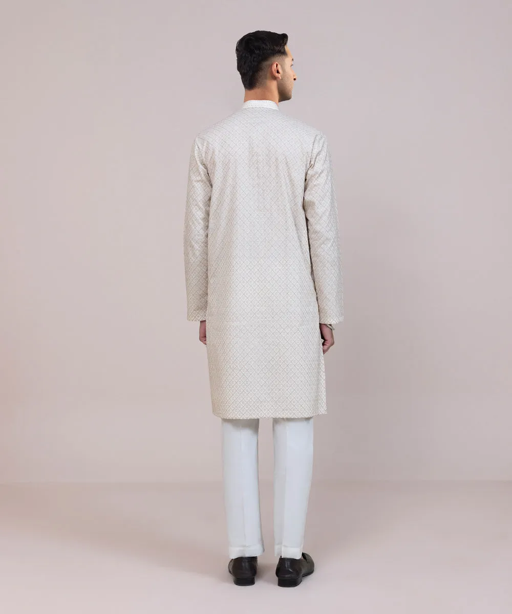 Schiffli Embroidered Cotton Kurta