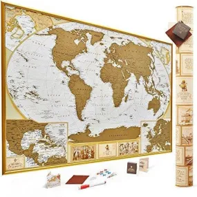 Scratch Off World Map  - Antique Gold Edition