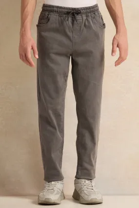 Senior Boys Grey Pull On Jogger Jeans