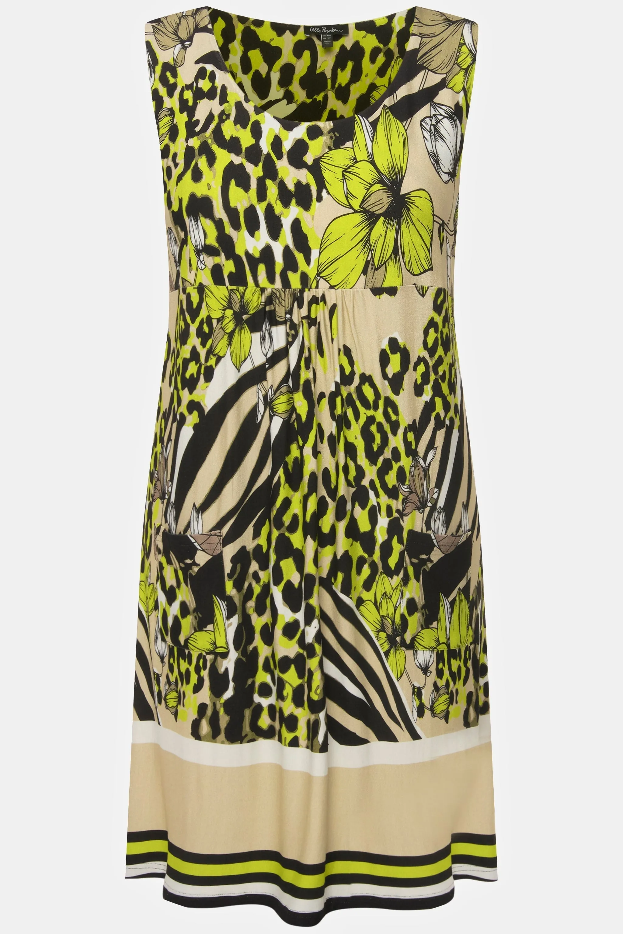 Sleeveless Border Print Knee Length Dress