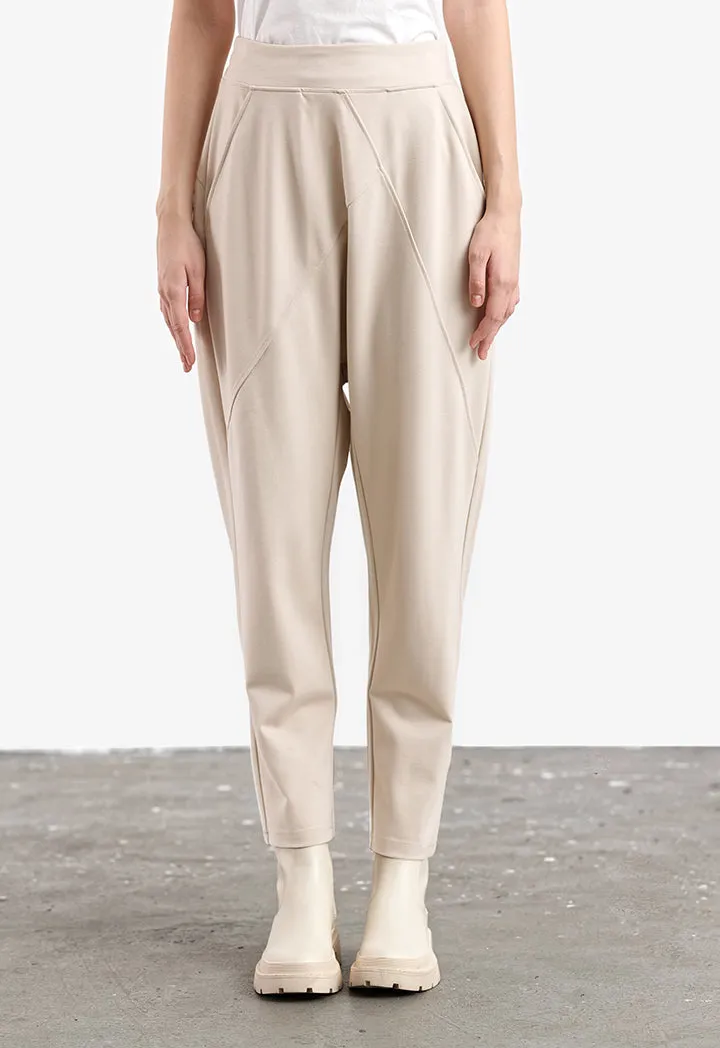 Solid Asymmetrical Pattern Baggy Trouser