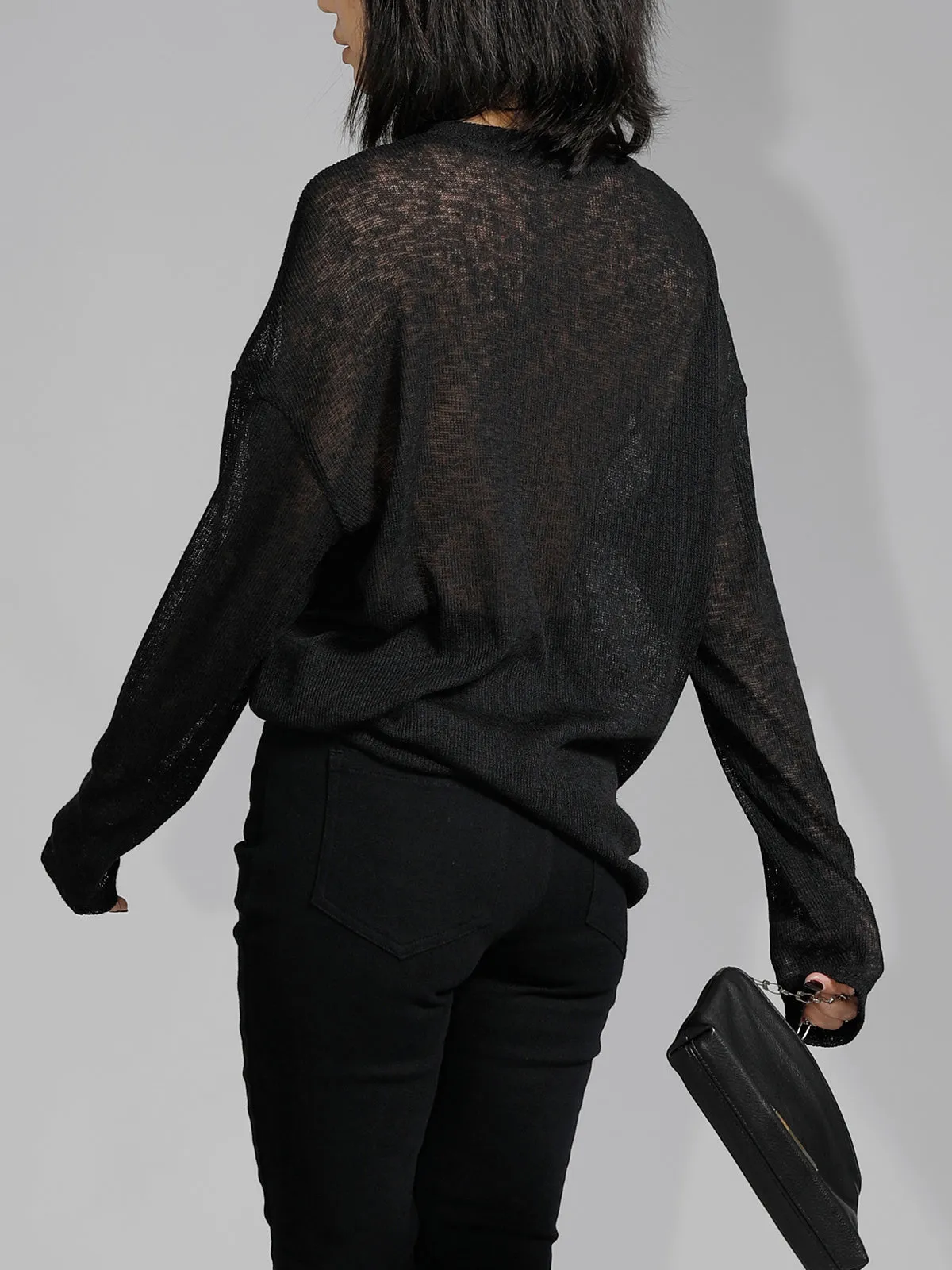 Solid Sheer Long Sleeve Top