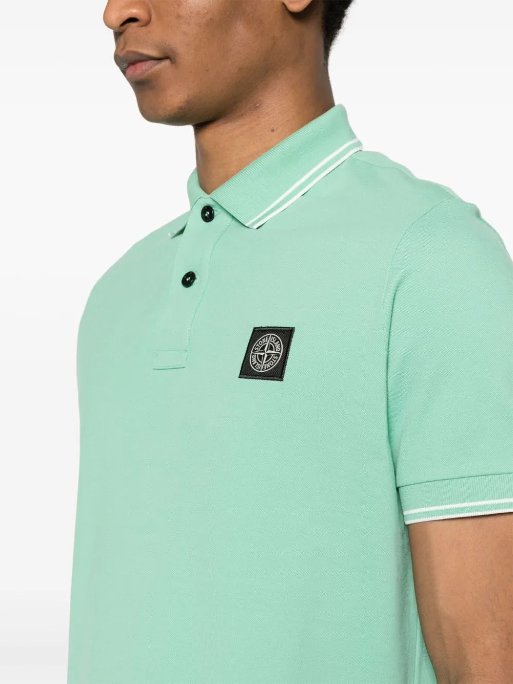 Stone Island - Polo en coton Light green Compass