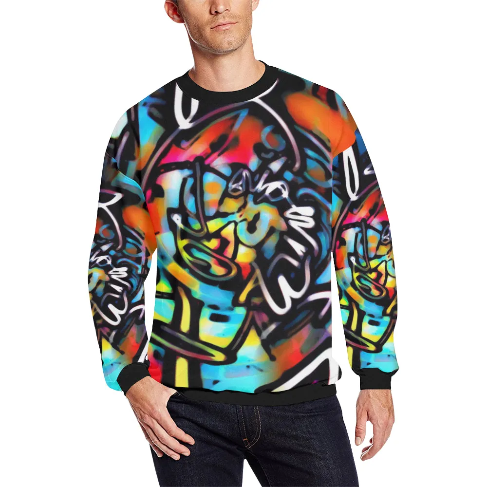 Streetart Chaos Colorful Graffiti Men's Big & Tall Oversized Fleece Crewneck Sweatshirt