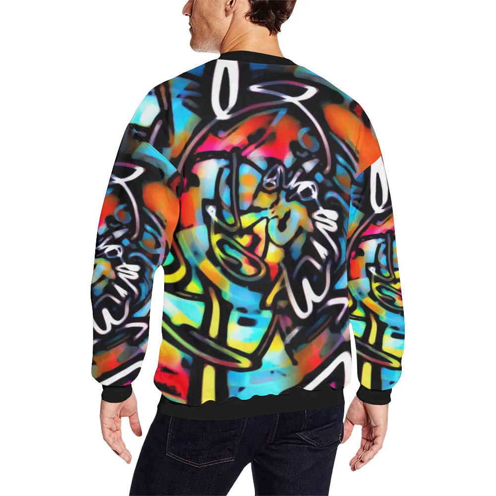 Streetart Chaos Colorful Graffiti Men's Big & Tall Oversized Fleece Crewneck Sweatshirt