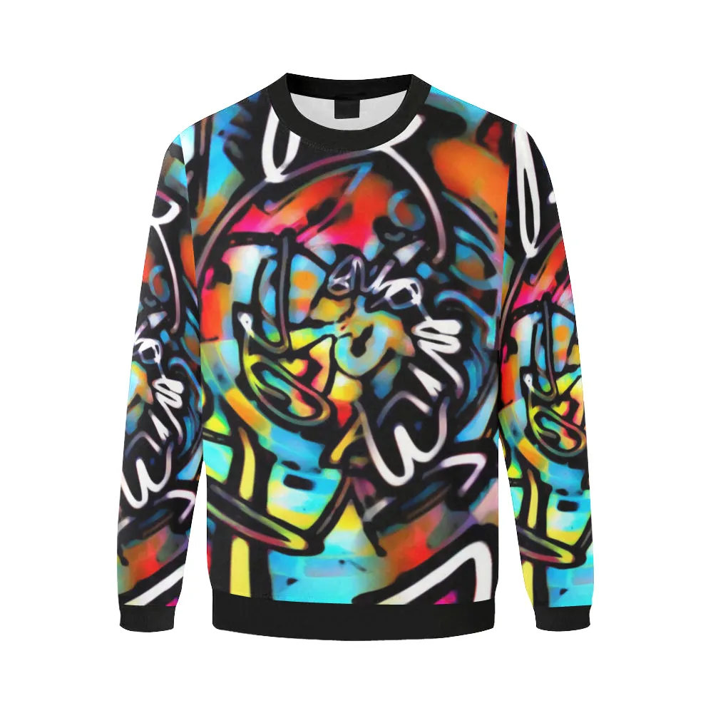 Streetart Chaos Colorful Graffiti Men's Big & Tall Oversized Fleece Crewneck Sweatshirt