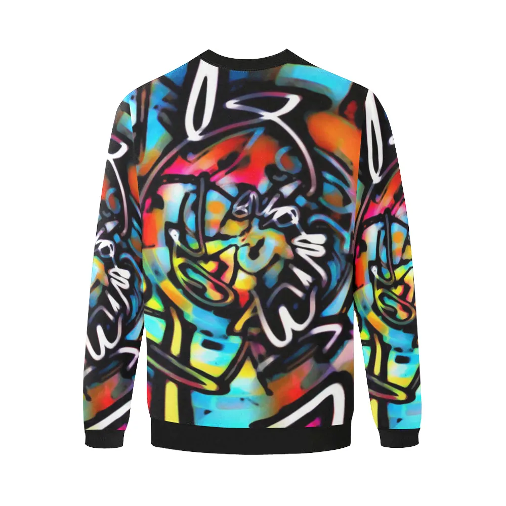 Streetart Chaos Colorful Graffiti Men's Big & Tall Oversized Fleece Crewneck Sweatshirt