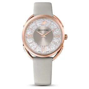 Swarovski Crystalline Glam Watch Leather strap, Gray, Rose gold-tone -5452455