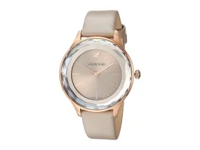 Swarovski OCTEA NOVA Watch Leather strap, Gray, Rose gold-tone -5295326