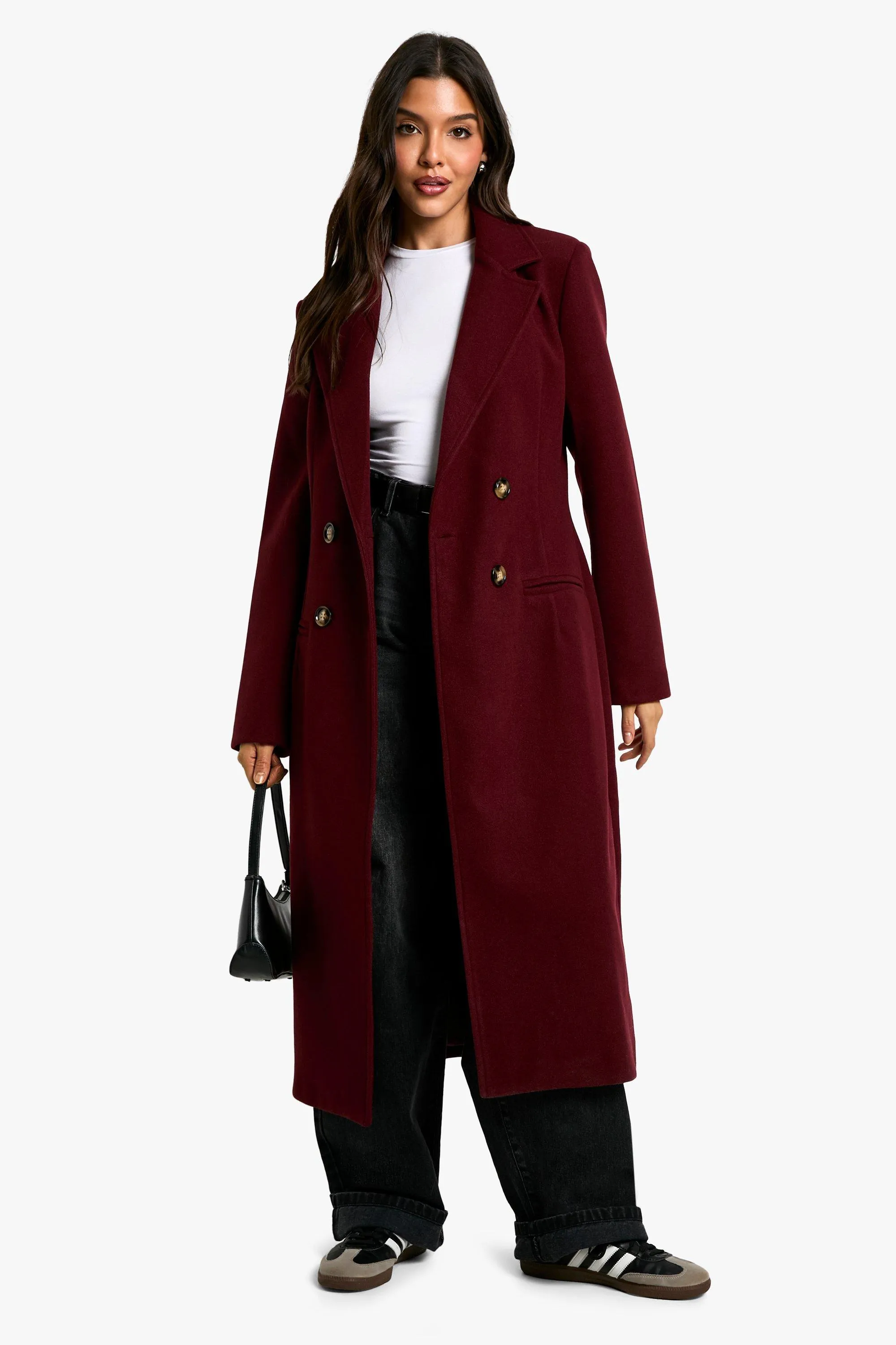 Synched Waist Wool Look Coat