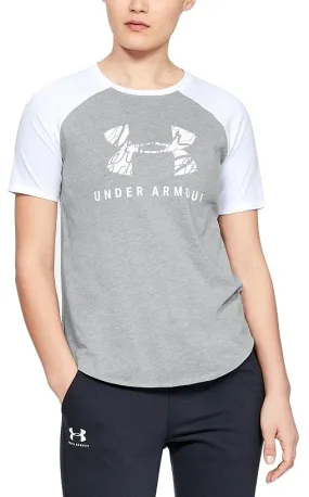 T-Shirt Under Armour Fit Kit Baseball Graphic - 035/Steel Light Heather/White/White - women´s