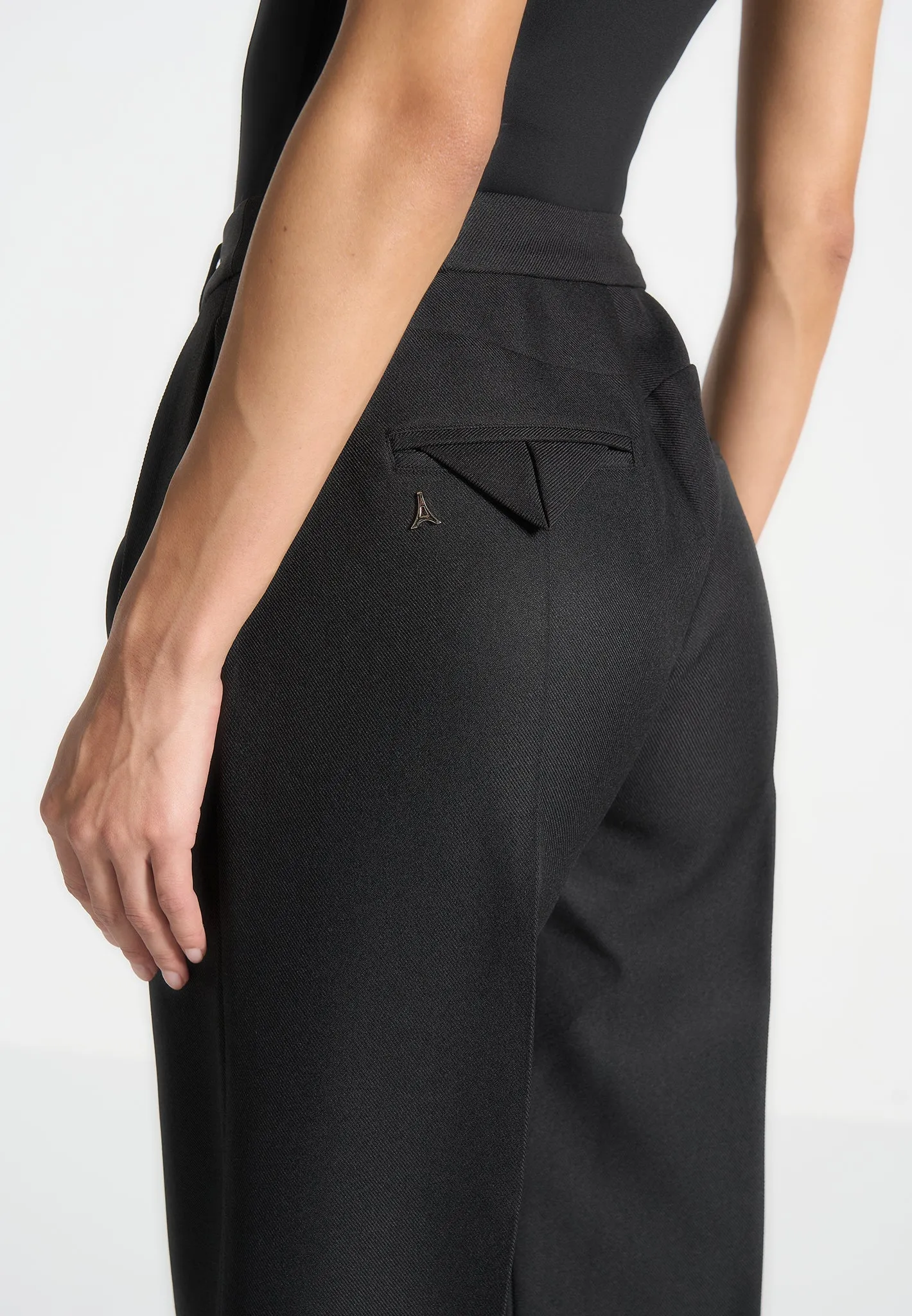 Tailored Twin Pleat Trousers - Black