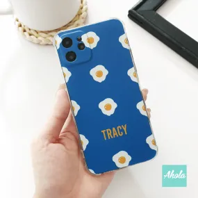 【Tamago】Egg Print Soft TPU transparent phone case 雞蛋圖案名字透明電話軟殼