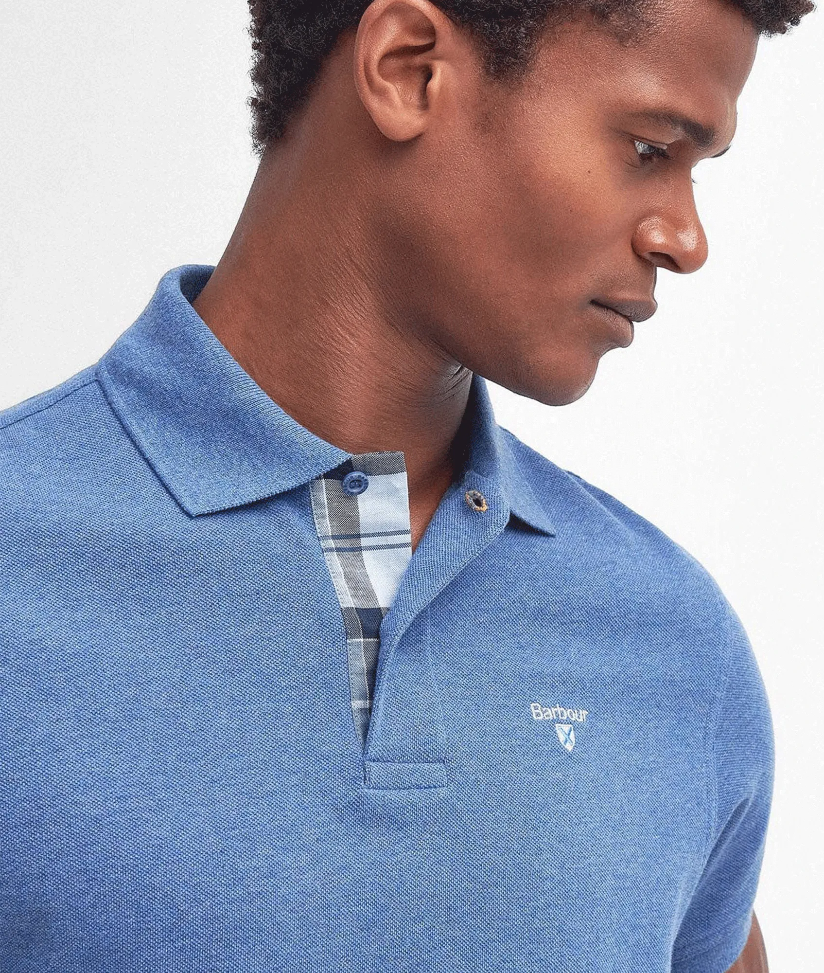 Tartan Pique Polo - Blue