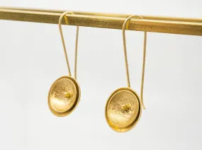 Teacup Earring on Long Wire, Gold