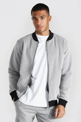 Textured Jersey Bomber Jacket