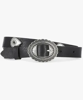 The Kooples Womens Black Rivet-embellished thin leather belt