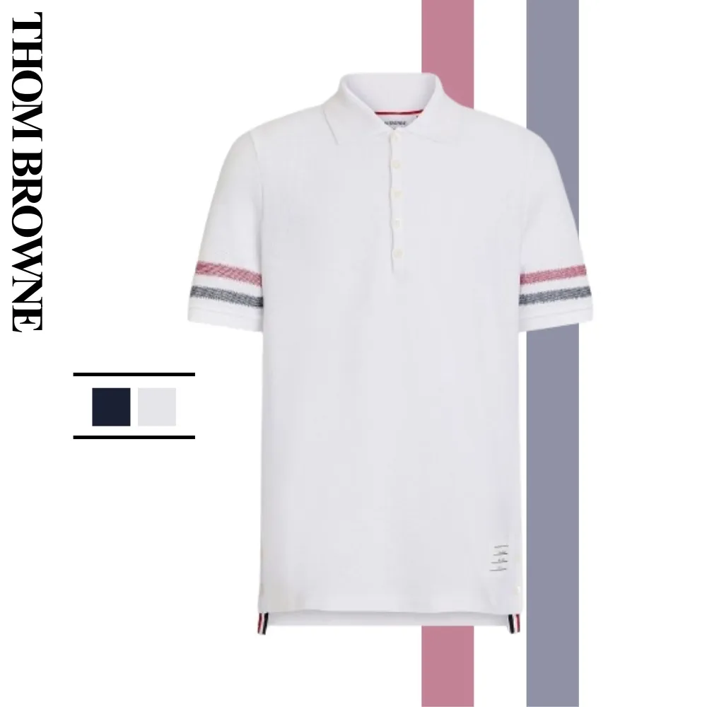 THOM BROWNE  |Cotton Short Sleeves Bridal Logo Designers Outlet Polos