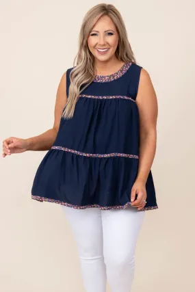 Touch Of Spring Tank, Navy