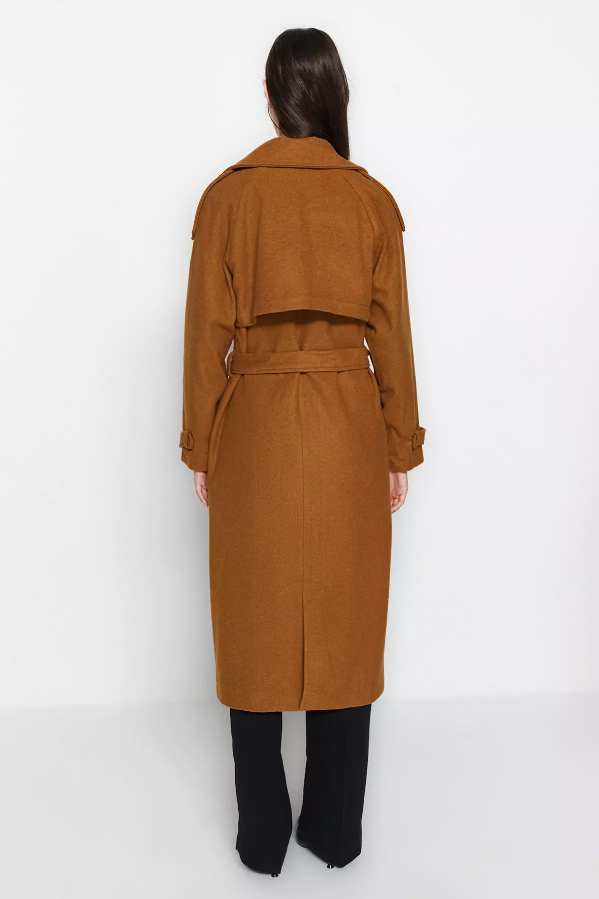 Trendyol Camel Belted Trench Coat