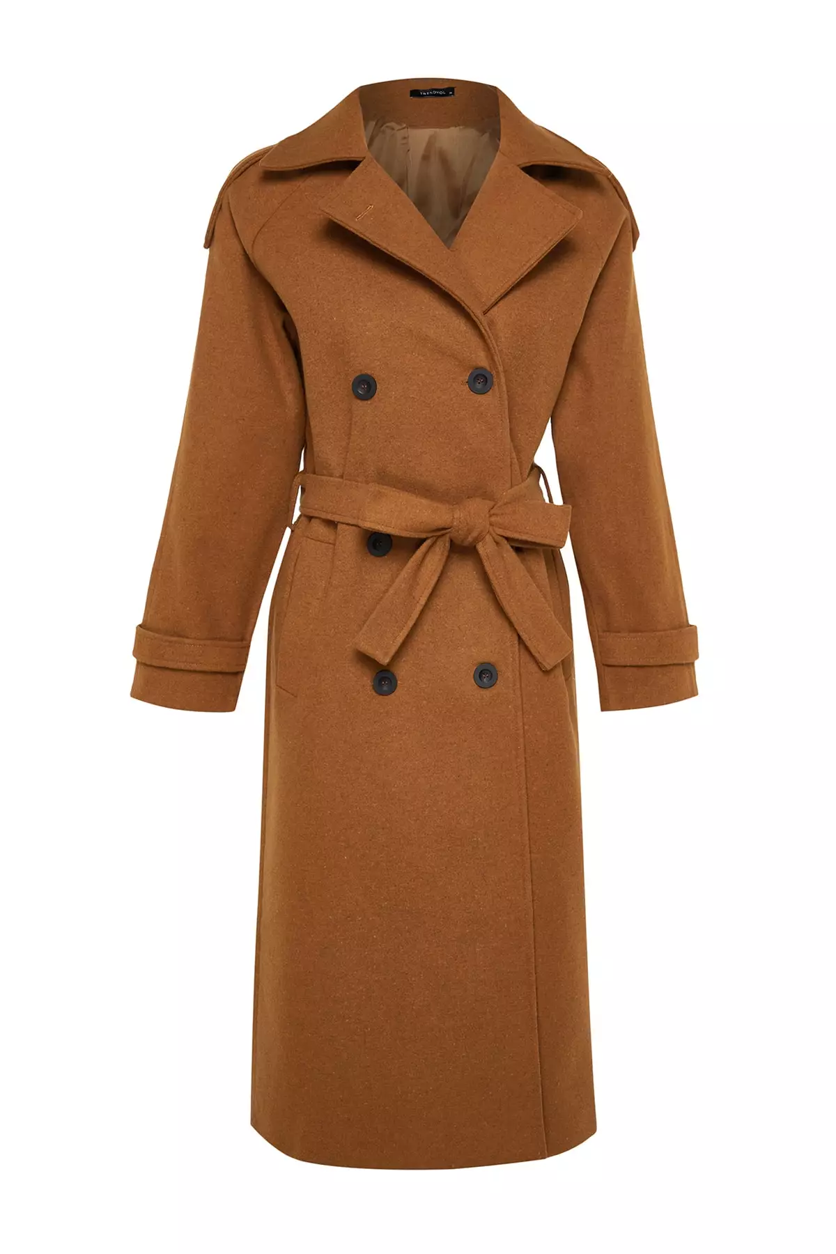 Trendyol Camel Belted Trench Coat