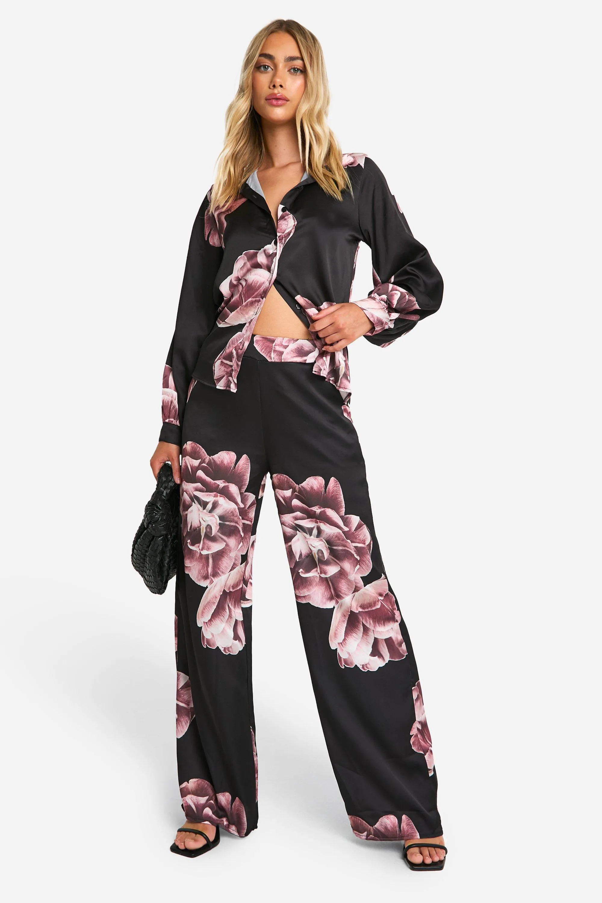 Trousers | Large Scale Floral Wide Leg Trousers | boohoo