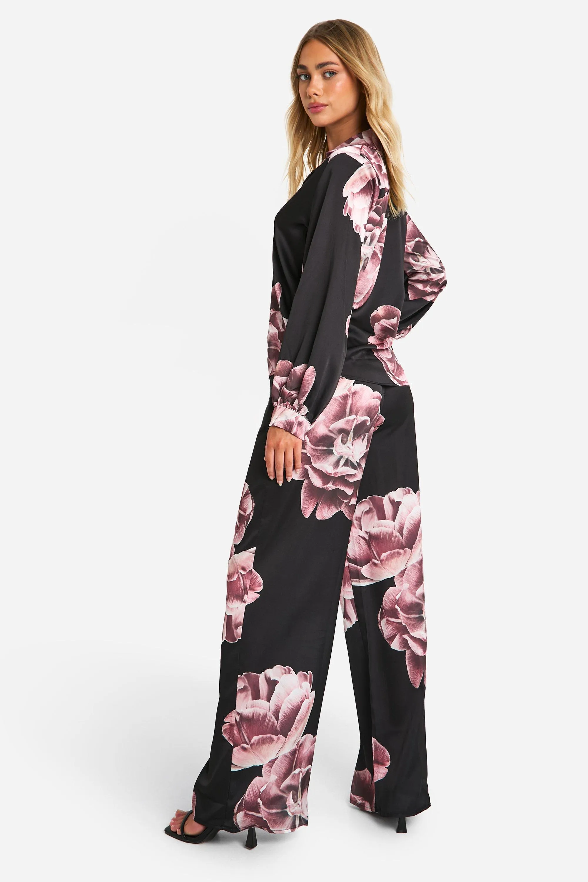 Trousers | Large Scale Floral Wide Leg Trousers | boohoo