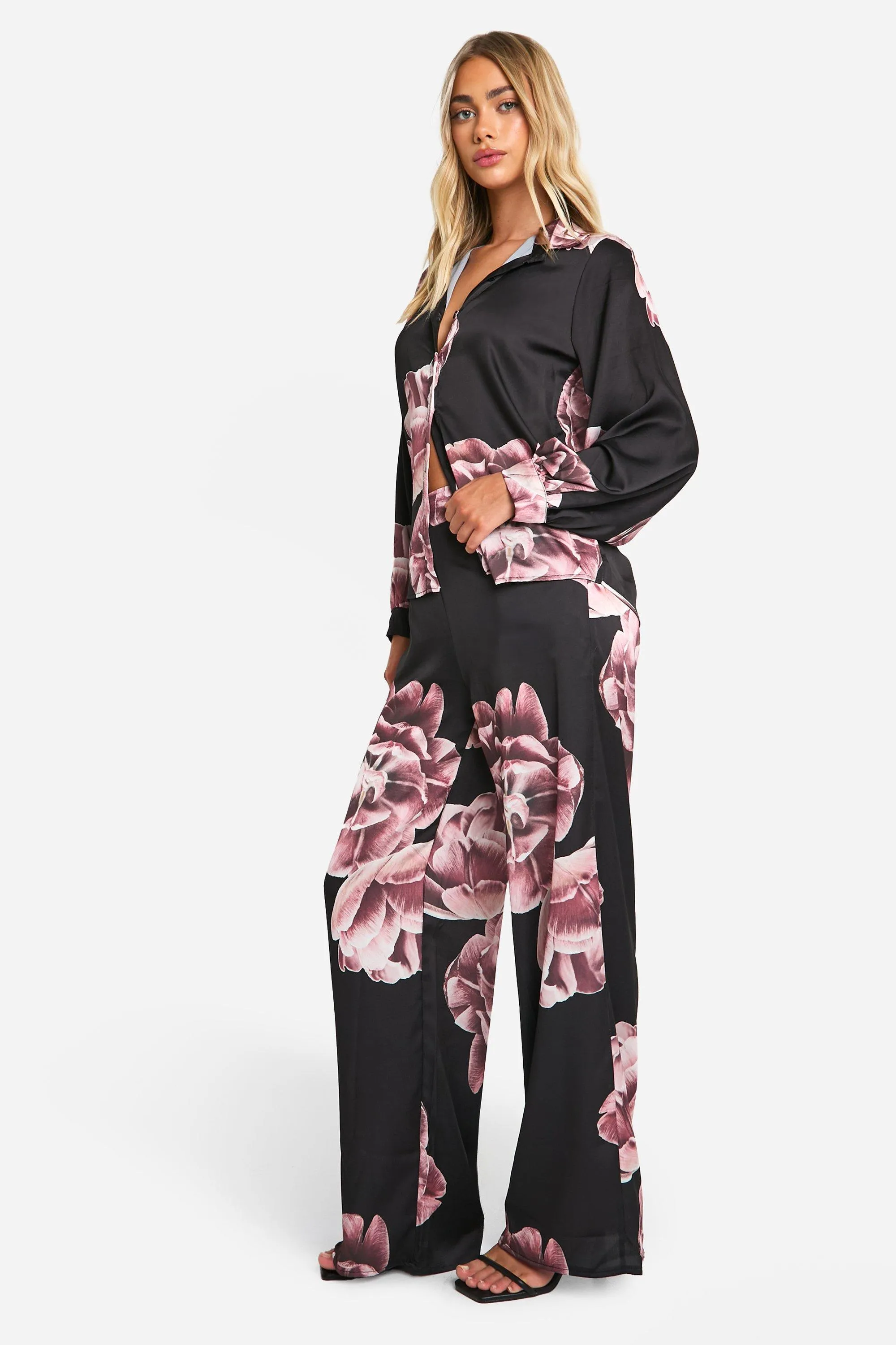 Trousers | Large Scale Floral Wide Leg Trousers | boohoo