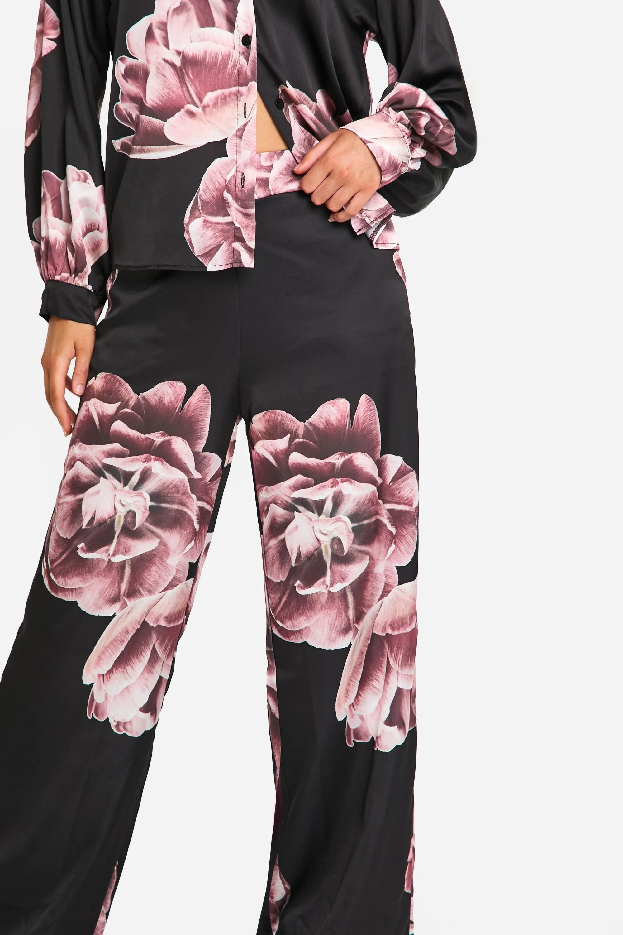 Trousers | Large Scale Floral Wide Leg Trousers | boohoo