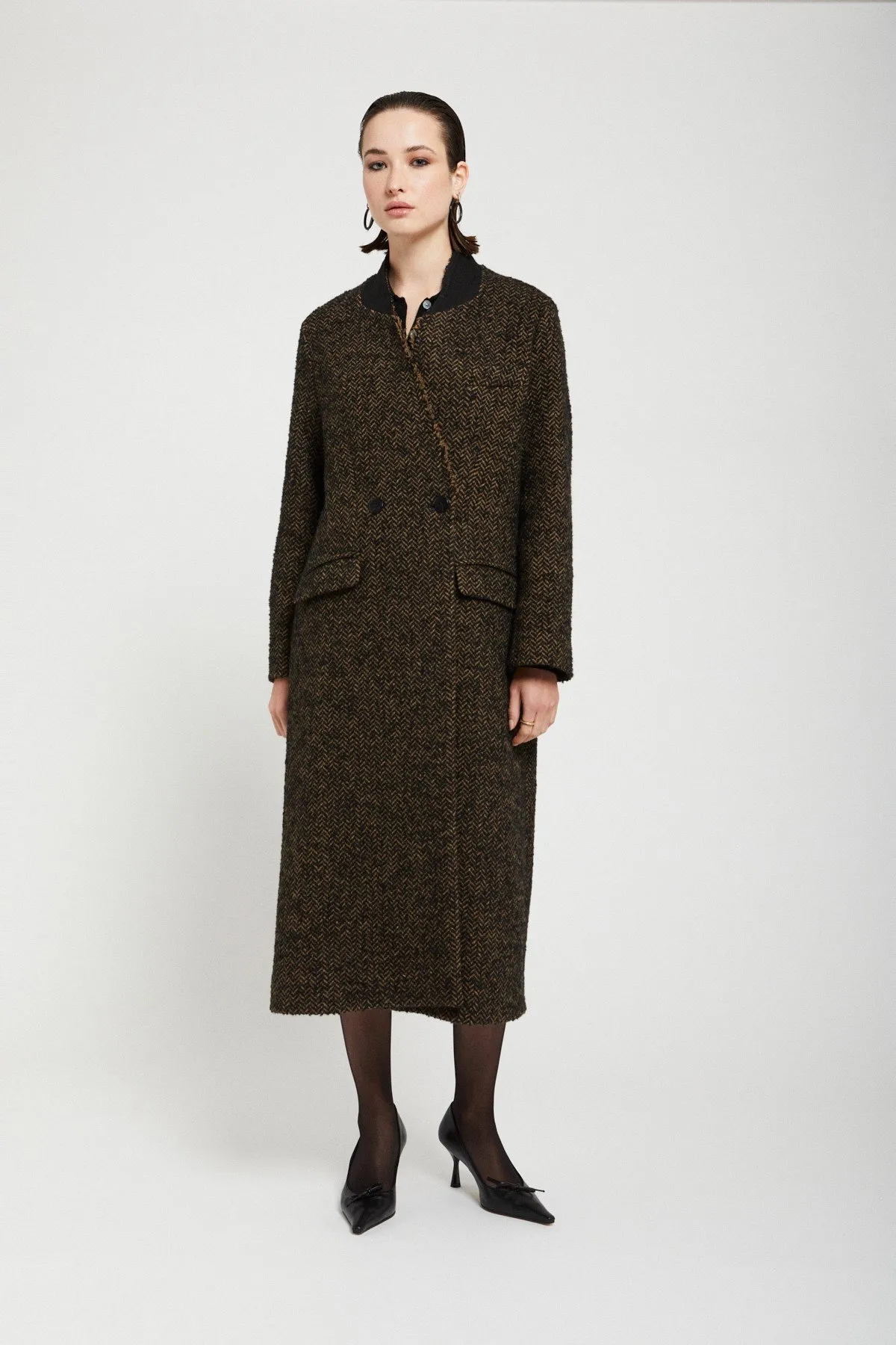 Tweed double-breasted coat