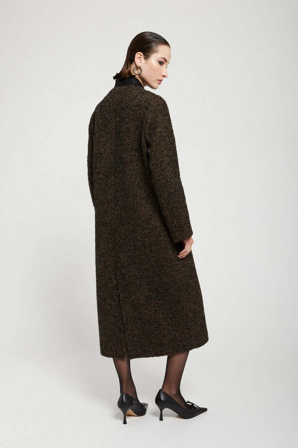 Tweed double-breasted coat